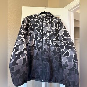adidas Hooded Windbreaker in Black and Light Gray Camo